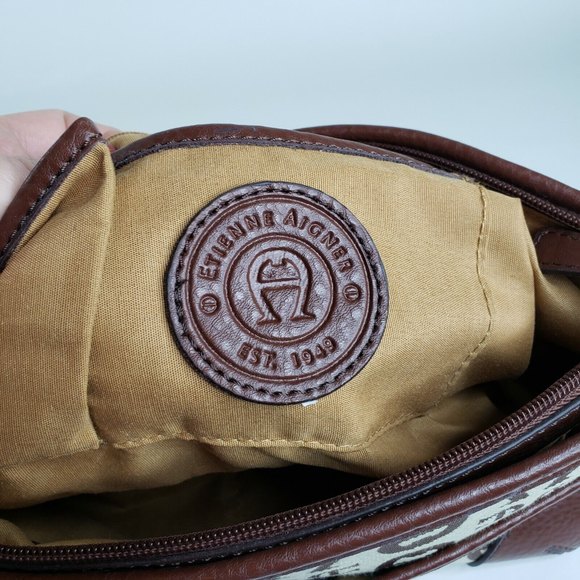 Etienne Aigner Handbag Purse Brown Buckle Logo Under Arm Minimalist - Picture 7 of 10